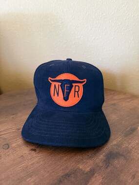 NFR Blue Orange Nice Letters Corduroy Snapback Hat